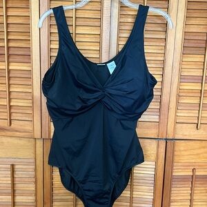 Plus Size Islander Black One Piece Bathing Suit Sz 18W